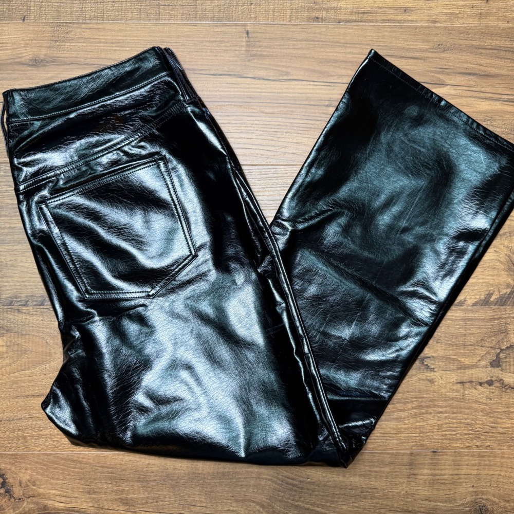 J. Crew Collection Womens 33 Demi-Boot Pant Black Faux Patent Leather 5 Pocket